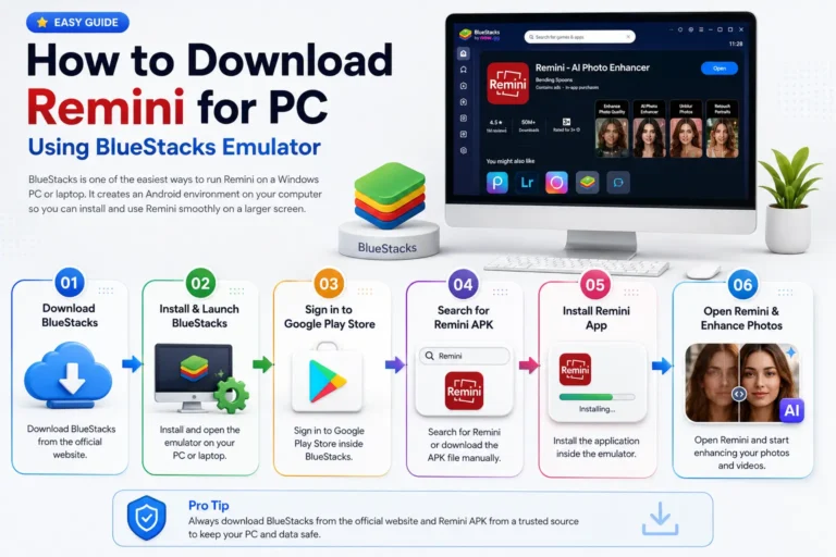 Remini For PC Download Latest Version For Windows 3 How To Download Remini for PC Using BlueStacks Emulator