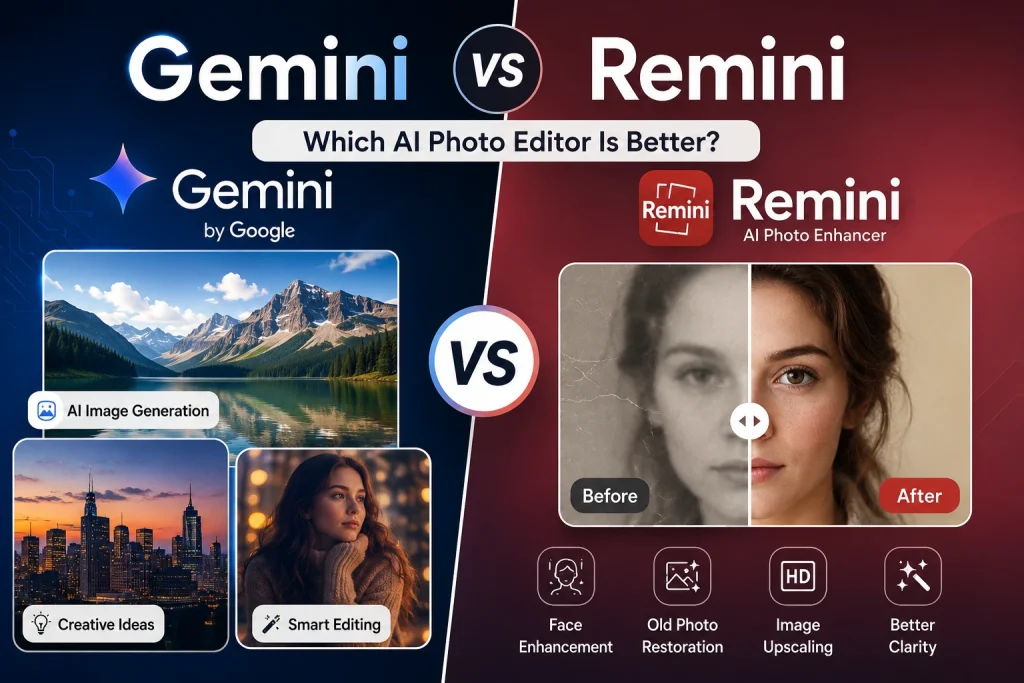 Gemini vs Remini: Which AI Photo Editor Is Better? 1 Gemini vs Remini